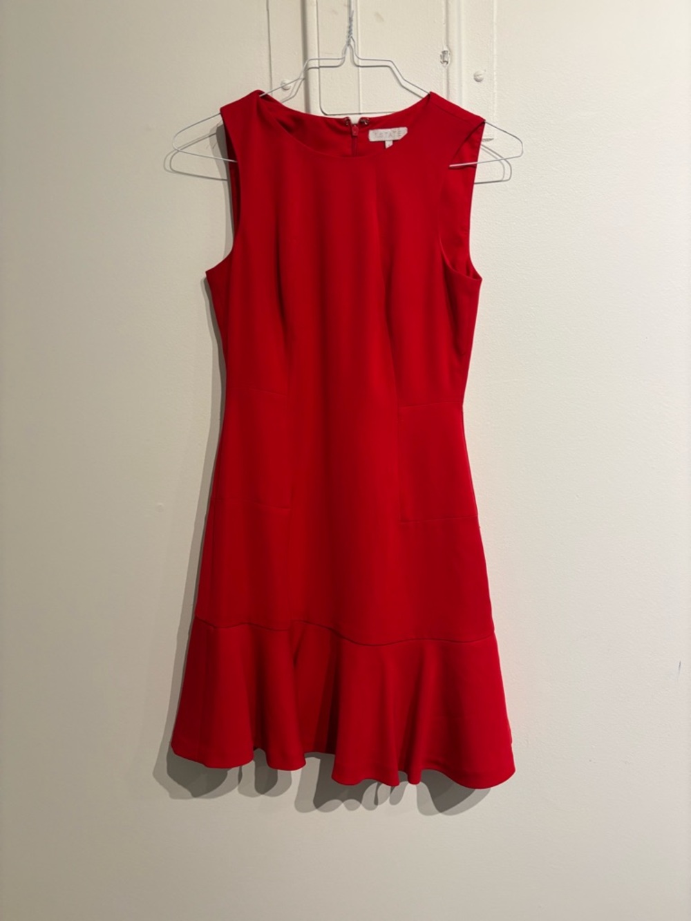 1. State Red Sleeveless Flounce-Hem Mini Dress